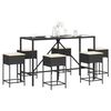 vidaXL Garden Bar Set Black Poly Rattan Large Removable Covers