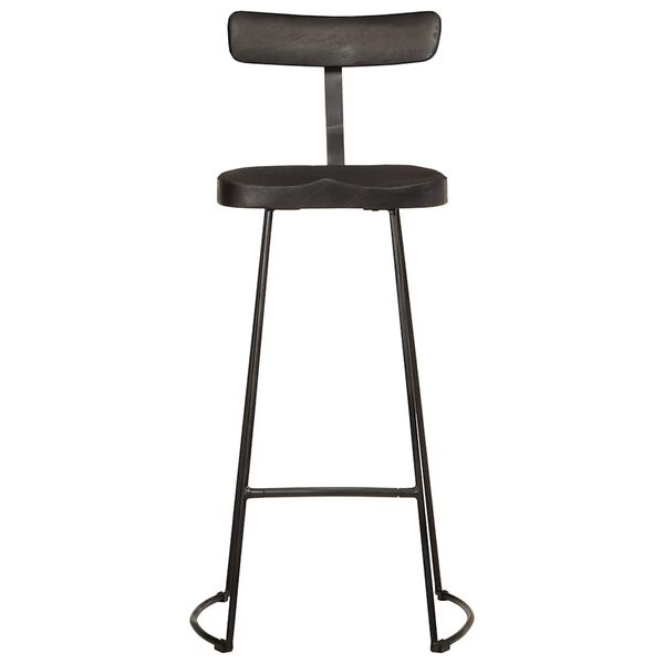 vidaXL Bar Stool Set of 2 Black Solid mango wood, iron Medium Footrest