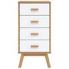 vidaXL Bedside Cabinet White and brown Solid pine wood and engineered wood