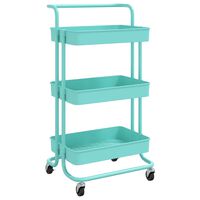 vidaXL 3-Tier Kitchen Trolley Turquoise 16.5"x13.8"x33.5" Iron and ABS