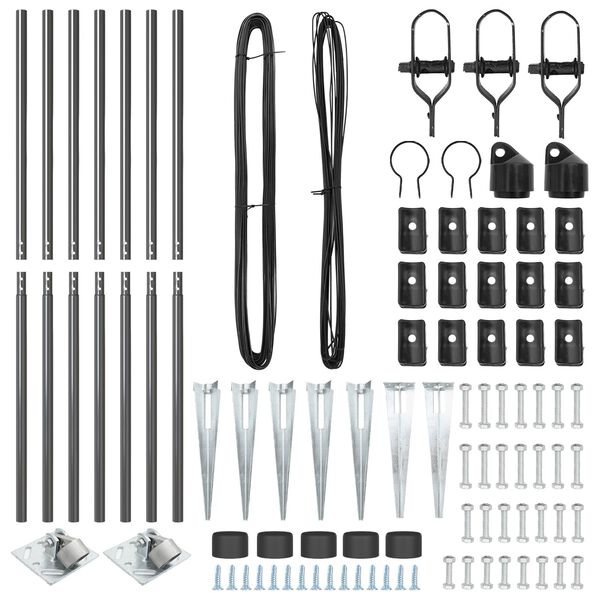 vidaXL Fence Posts Manual 7 pcs Gray Ø32mm 170 cm Galvanized steel