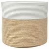vidaXL Storage Basket Brown and White Cotton ropes Medium Foldable