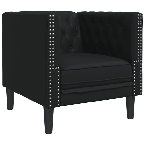 vidaXL Chesterfield Sofa Chair Black Faux leather, plywood, solid wood