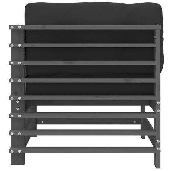 vidaXL Corner Sofa Grey Solid pine wood, Oxford fabric, PP cotton Medium