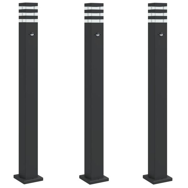 vidaXL Outdoor Floor Lamp Set of 3 Black