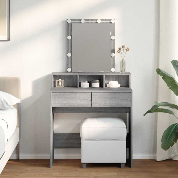 vidaXL Dressing Table Grey Sonoma Engineered wood Medium Dressing Table