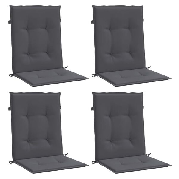 vidaXL Lowback Chair Cushion Set of 4 Anthracite