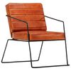 vidaXL Armchair Tan and black Genuine leather and powder-coated steel