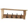 vidaXL Coat Rack Natural wood, Black Solid mango wood, Iron Large