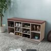 vidaXL Shoe Bench Oak, Brown Melamine-faced Engineered wood, Cotton, Linen