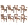 vidaXL Stackable Chair Set of 8 Teak and Cream