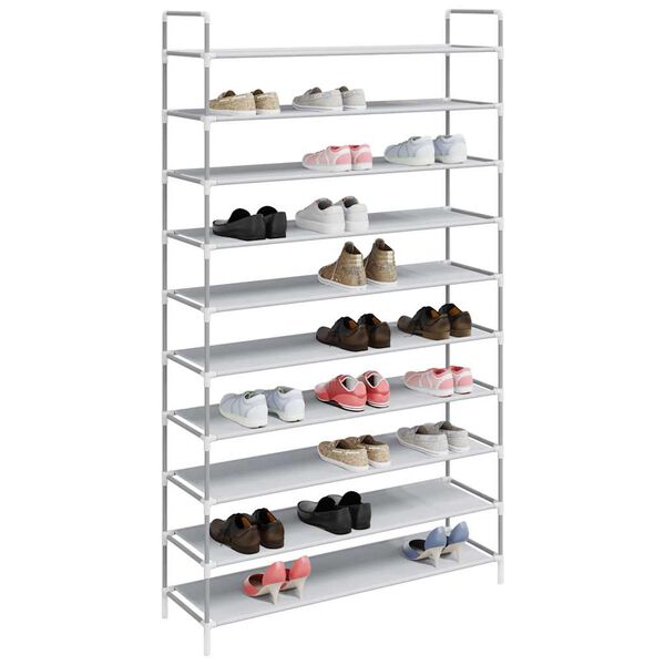 vidaXL Shoe Rack Silver Metal, Plastic, Non-Woven Fabric Large