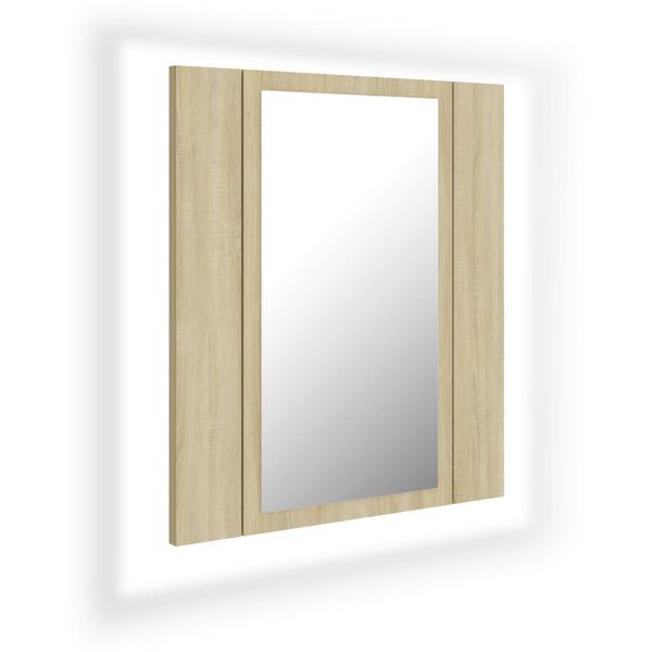 vidaXL Led Mirror Cabinet Sonoma oak Engineered wood, acrylic Medium