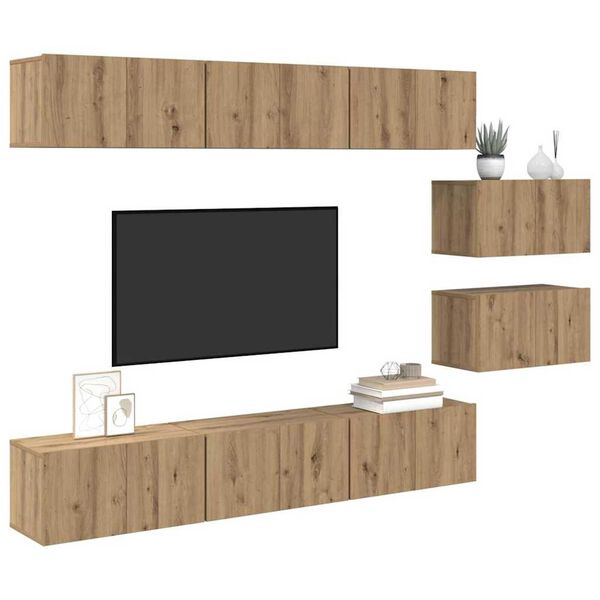 vidaXL TV Cabinet Set Wall-mounted Artisan Oak Engineered Wood