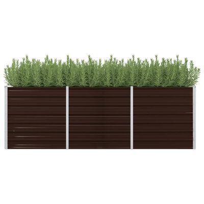 vidaXL Garden Raised Bed Brown 94.5"x31.5"x30.3" Galvanized Steel