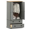 vidaXL Wardrobe Grey Solid pine wood, engineered wood, metal Large
