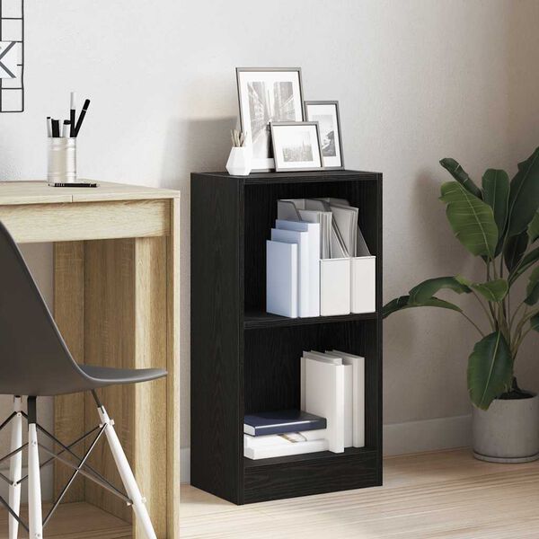 vidaXL Bookcase Black Oak Engineered Wood Medium Bookcase Rectangular