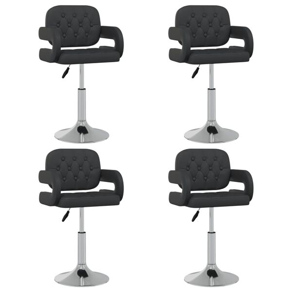 vidaXL Dining Chair Set of 4 Black Faux leather, chromed steel Standard