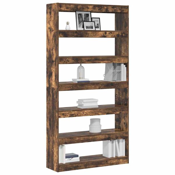 vidaXL Book Cabinet Smoked Oak 39.37 x 11.81 x 77.95 in