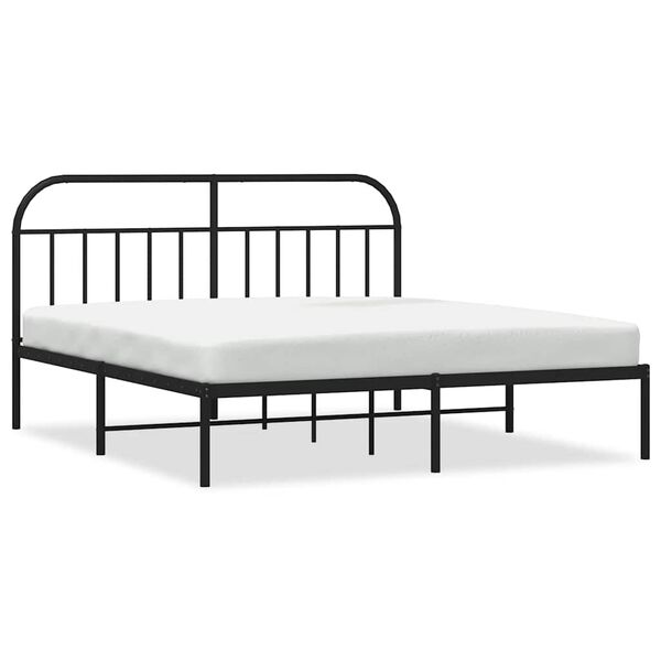 vidaXL Bed Frame Black Powder-Coated Steel Double Bed Frame
