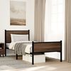 vidaXL Bed Frame Brown oak Steel, engineered wood Twin Bed Frame