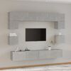 vidaXL TV Cabinet Set 8 Pieces Concrete Grey Engineered Wood