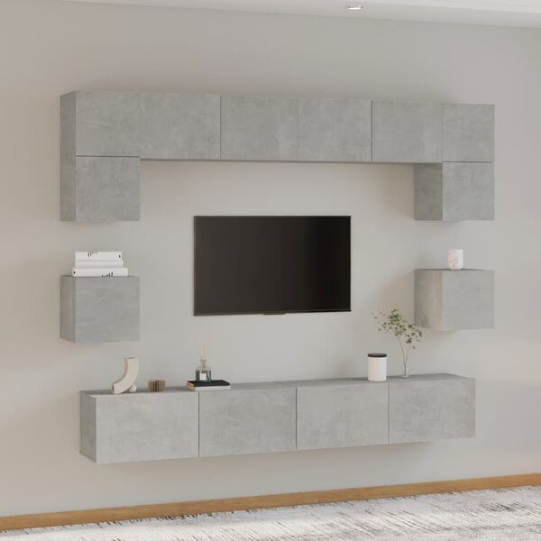 vidaXL TV Cabinet Set 8 Pieces Concrete Grey Engineered Wood