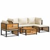 vidaXL Garden Sofa Set Cream White, Natural Wood