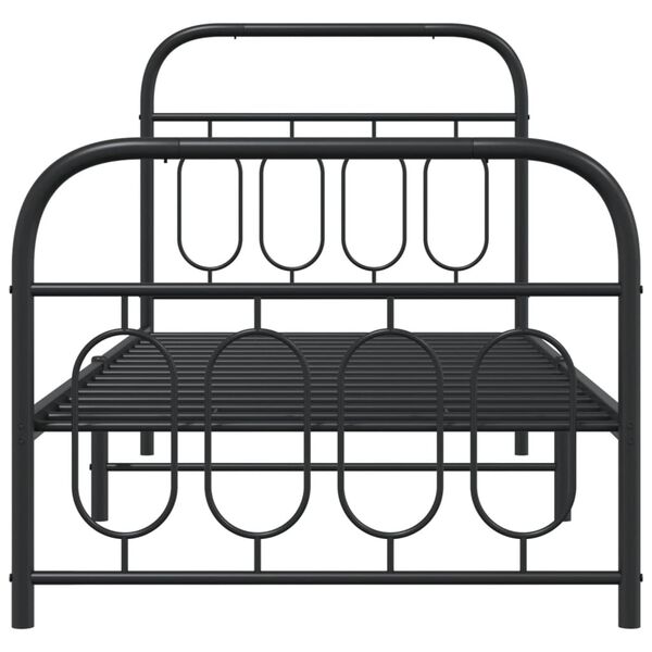 vidaXL Bed Frame Black Steel Single Modern Bed Frame Rectangular