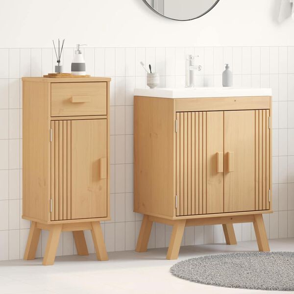 vidaXL Bathroom Furniture Set with Door 2 pcs Brown 114 x 43 x 73.5 cm