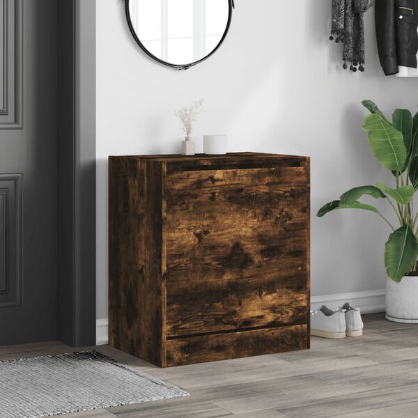vidaXL Shoe Cabinet Smoked Oak Engineered Wood Compact Shoe Cabinet