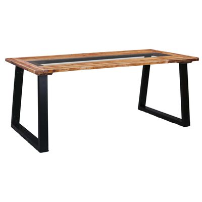 vidaXL Dining Table 70.9"x35.4"x29.5" Solid Acacia Wood and Glass