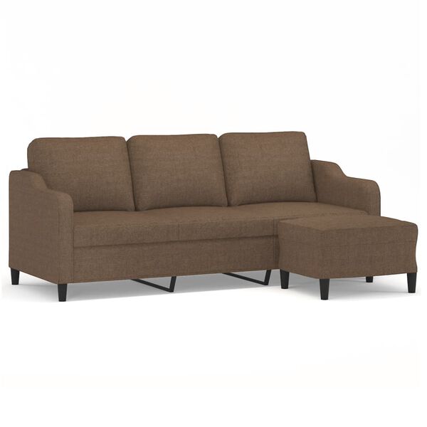 vidaXL 3-Seater Sofa with Footstool Brown 70.9" Fabric