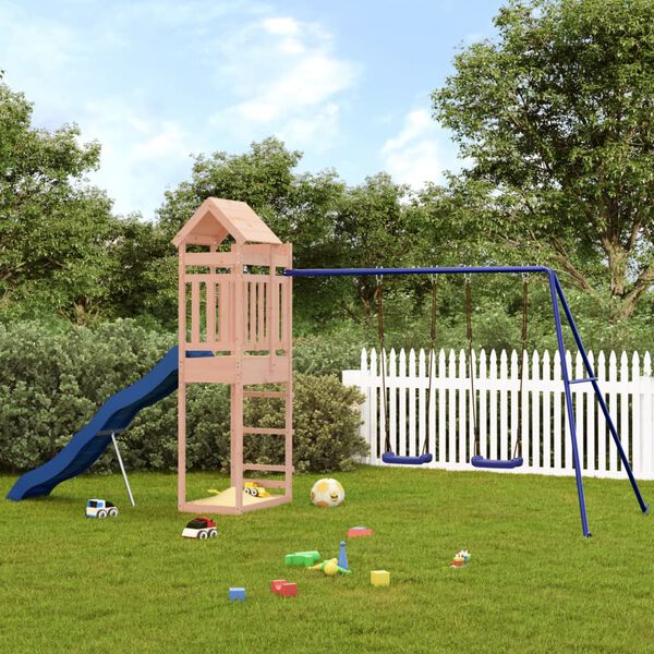 vidaXL Outdoor Playset Wooden, Blue Solid Douglas wood, Polypropylene, Metal