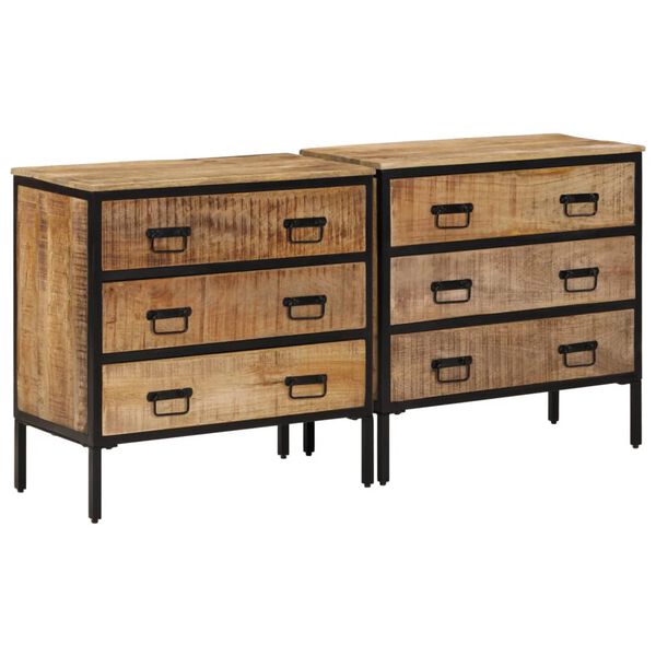 vidaXL Sideboard Set of 2 Natural mango wood Solid mango wood, iron