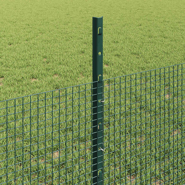 vidaXL Fence with Post Green 1.64 x 32.81 ft Steel