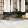 vidaXL Garden Sofa Set Grey PE rattan Large Adjustable Feet