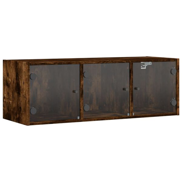 vidaXL Wall Cabinet with Glass Doors Smoked Oak 40.2"x14.6"x13.8"