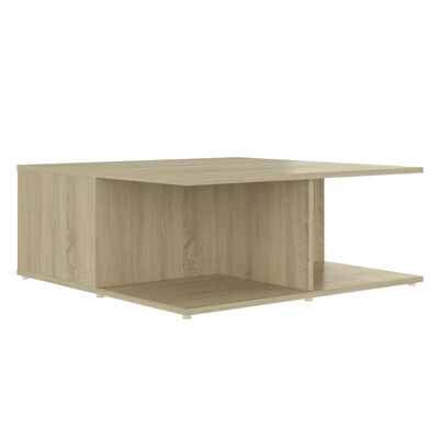 vidaXL Coffee Table White and Sonoma Oak 31.5"x31.5"x12.2" Engineered Wood
