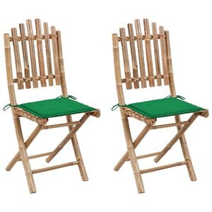 vidaXL Patio Chair Set of 2 Bamboo Solid Bamboo Standard Foldable