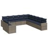 vidaXL 11 Piece Patio Sofa Set with Cushions Gray Poly Rattan