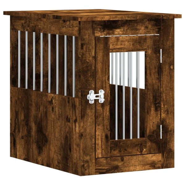 vidaXL Dog Crate Furniture Smoked oak Engineered wood, steel Medium