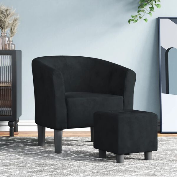 vidaXL Tub Chair Black Velvet (100% polyester), pinewood, plywood, plastic