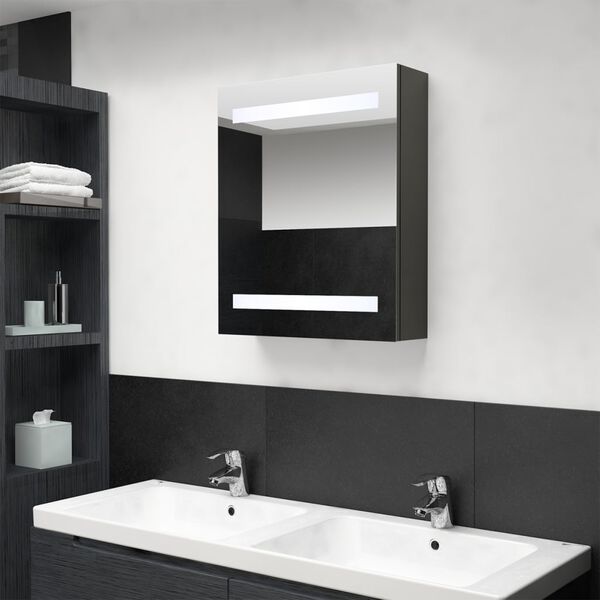 vidaXL Bathroom Cabinet Anthracite MDF Wall-Mounted Mirror Cabinet