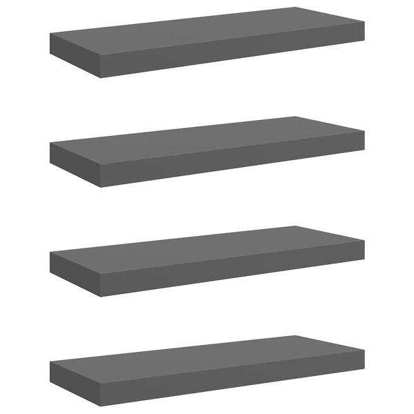vidaXL Wall Shelf Set of 4 High gloss grey Honeycomb MDF, metal