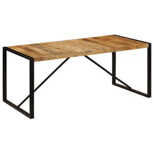vidaXL Dining Table Brown and Black Solid Mango Wood and Powder-Coated Steel