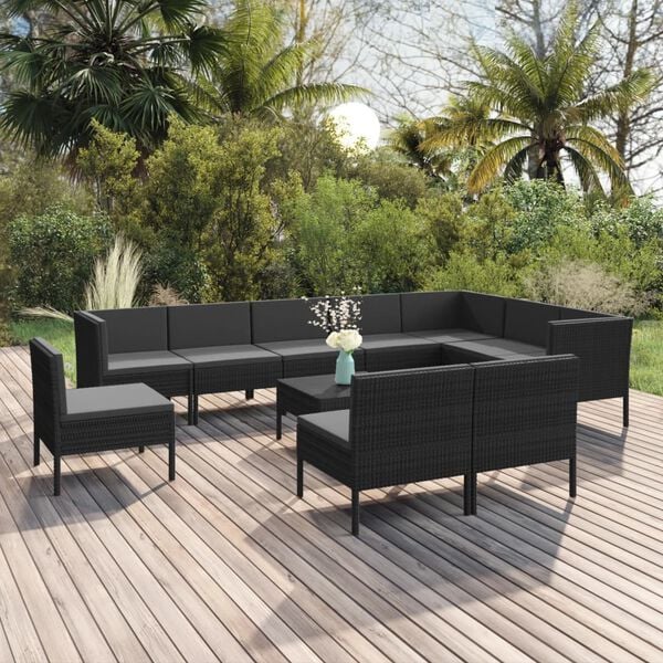 vidaXL Garden Lounge Set Black