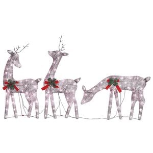 vidaXL Christmas Reindeer Family Set of 3 Gold Fabric, steel Large