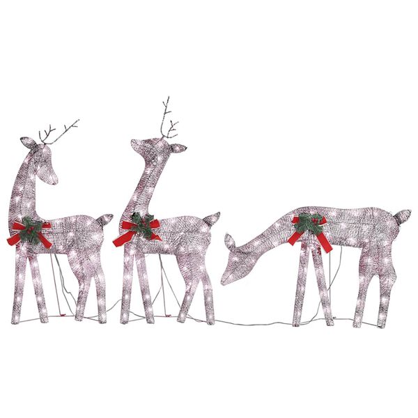 vidaXL Christmas Reindeer Family Set of 3 Gold Fabric, steel Large