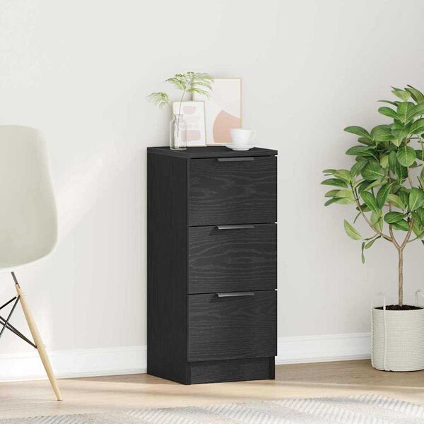 vidaXL Black Oak Sideboard Black oak 30 x 30 x 70 cm Engineered wood
